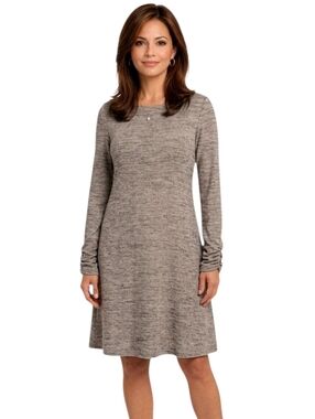 Jessica Howard Gold Shimmer Ruched Sleeve Lined Dress Size 6